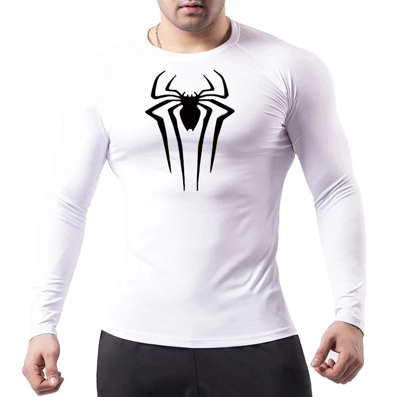 Spider Print Long Sleeve Compression Shirt - Athletic Baselayer