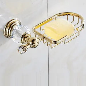 Luxury Crystal Gold Bathroom Hardware Set - Wall Mounted