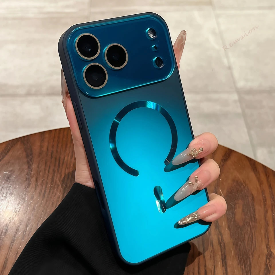 Luxury Matte Glitter Magnetic Phone Case - Wireless Charging Cover