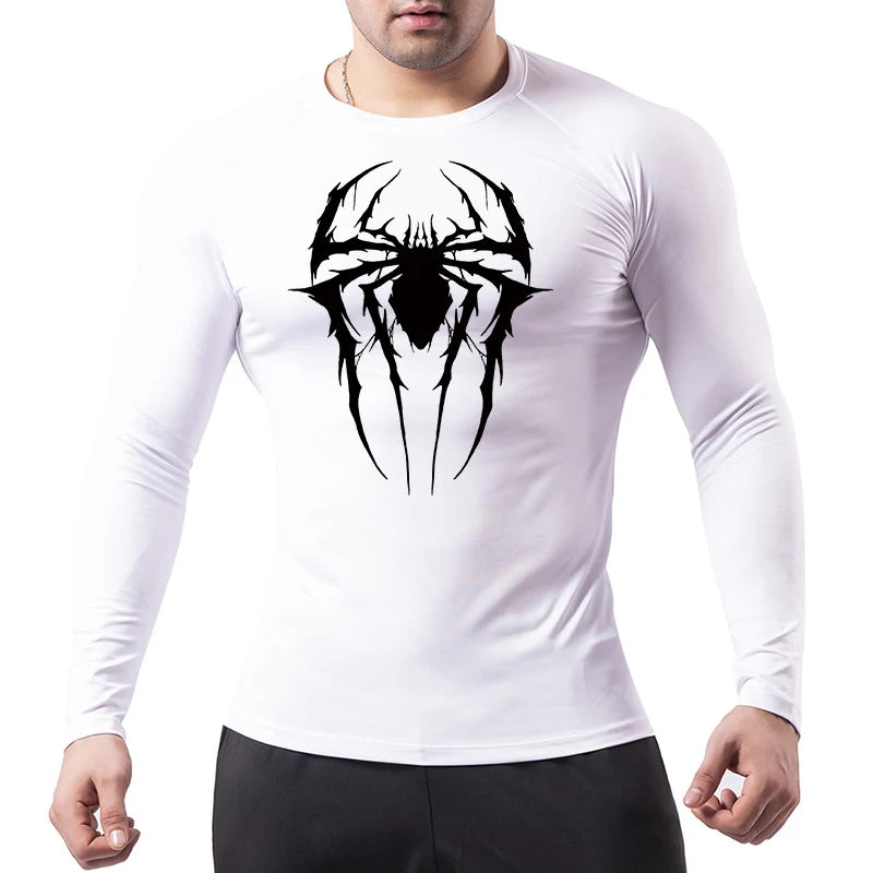 Premium Men's Spider Graphic Compression Shirt - Quick Dry Rash Guard