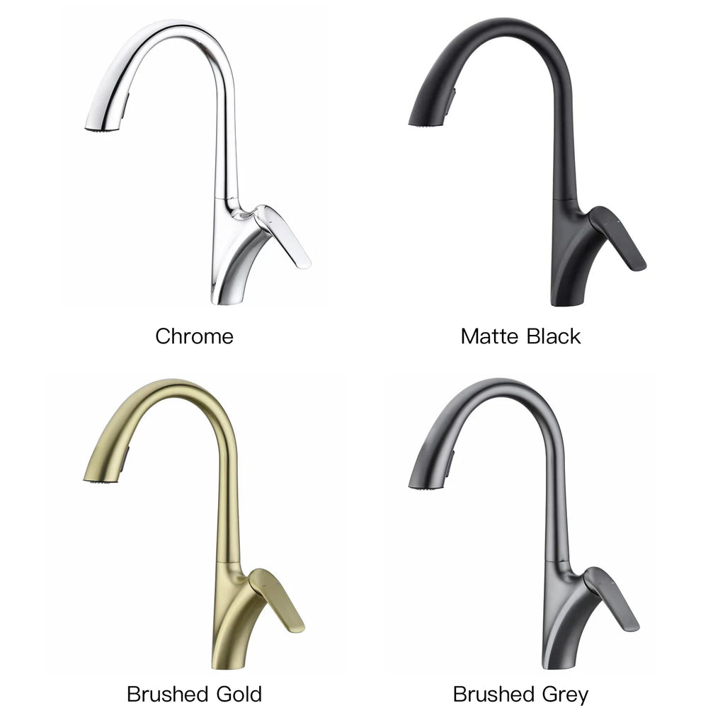 Premium Brushed Gold Kitchen Faucet - Pull-Out Spray