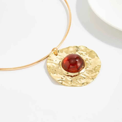Elegant Liquid Metal Pleated Circular Pendant Necklace & Earrings