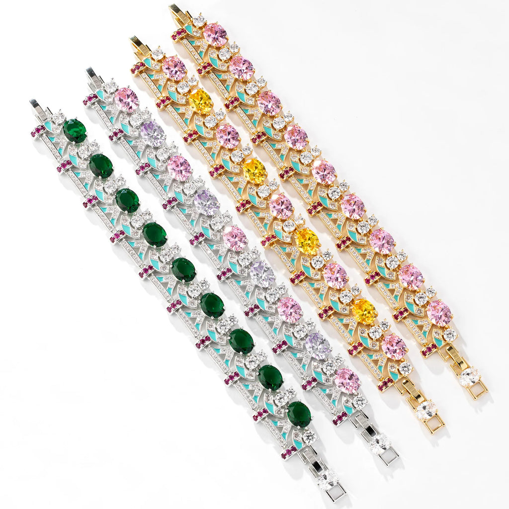 Elegant Multicolor Cubic Zirconia Bracelet - Women's Premium Jewelry Set