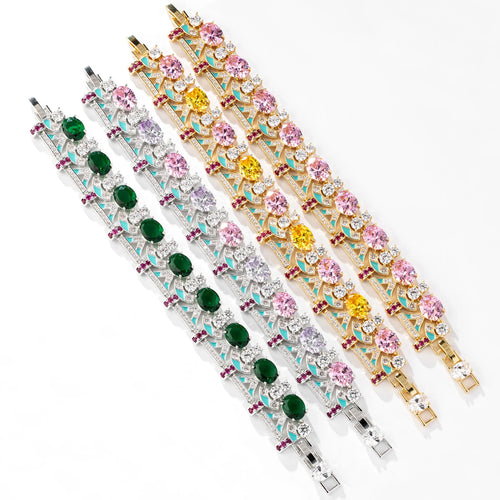 Elegant Multicolor Cubic Zirconia Bracelet - Women's Premium Jewelry Set