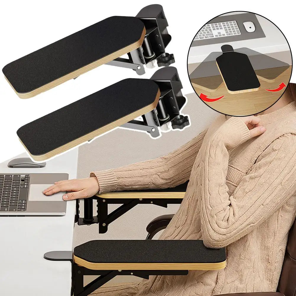Premium Desk Arm Rest Pad - 90° Adjustable Wooden Support