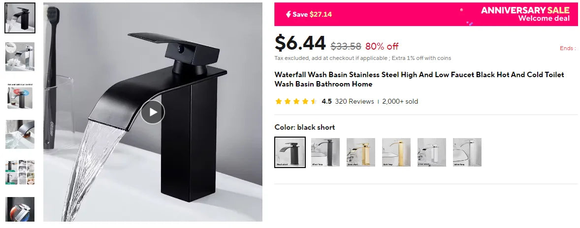 Elegant Waterfall Kitchen Faucet - Dual Control Stainless Steel
