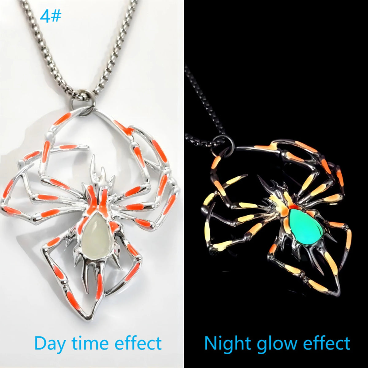 Gothic Glow Spider Pendant Necklace - Luminous Insect Jewelry