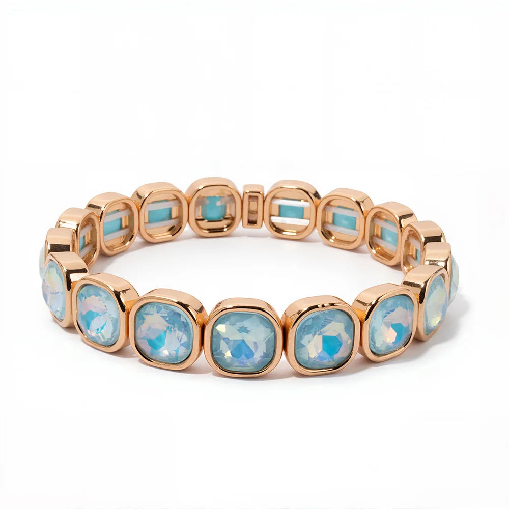 Elegant Enamel Charm Bracelet - High-End Square Alloy Bead Design