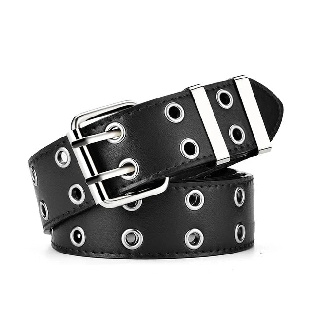 Luxury Women Leather Belt with Chain - Retro Punk Pin Buckle