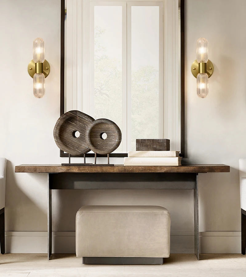 Luxury Gold Glass Wall Sconce - Elegant LED 12W Lighting