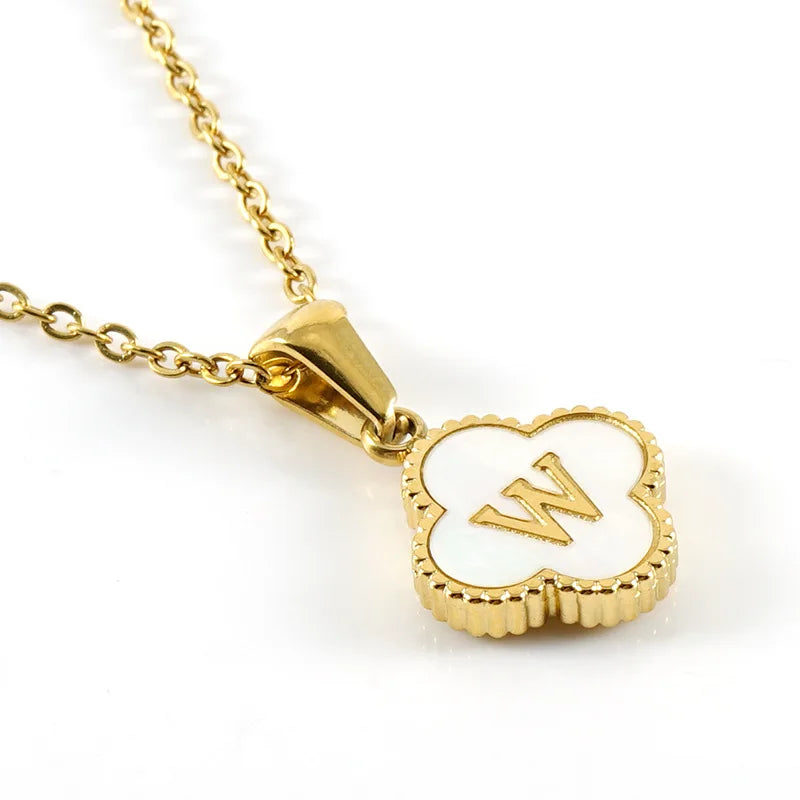 Elegant Initial Letter Necklace - Lucky Shell Gold Pendant
