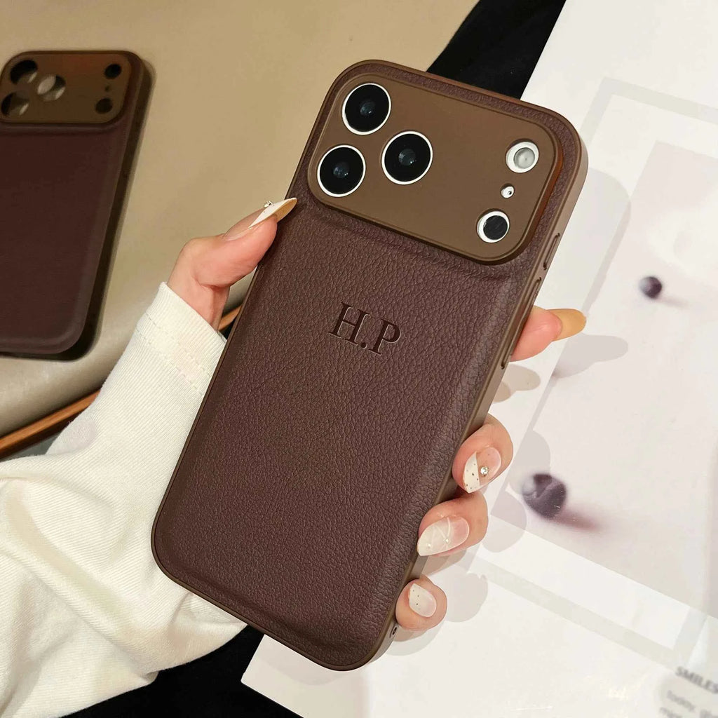 Luxury Personalized Faux Leather Phone Case - Custom Monogram Cover