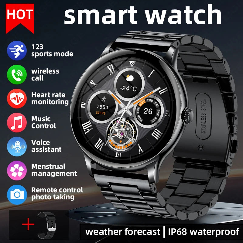 Luxury Steel Smart Watch - Bluetooth Call & Fitness Tracker