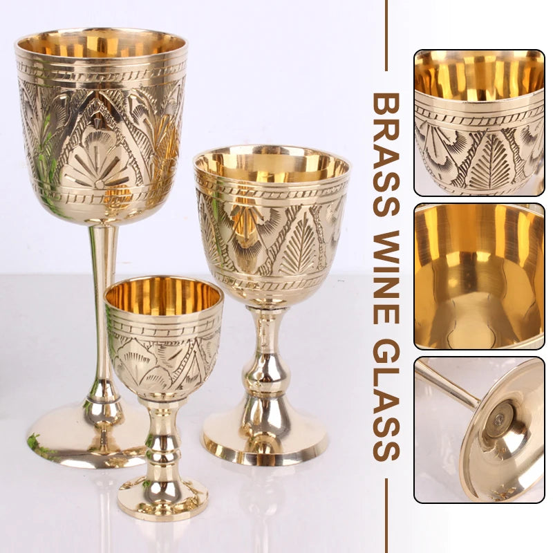 Elegant Pure Brass Wine Glass - Handmade Small Goblet
