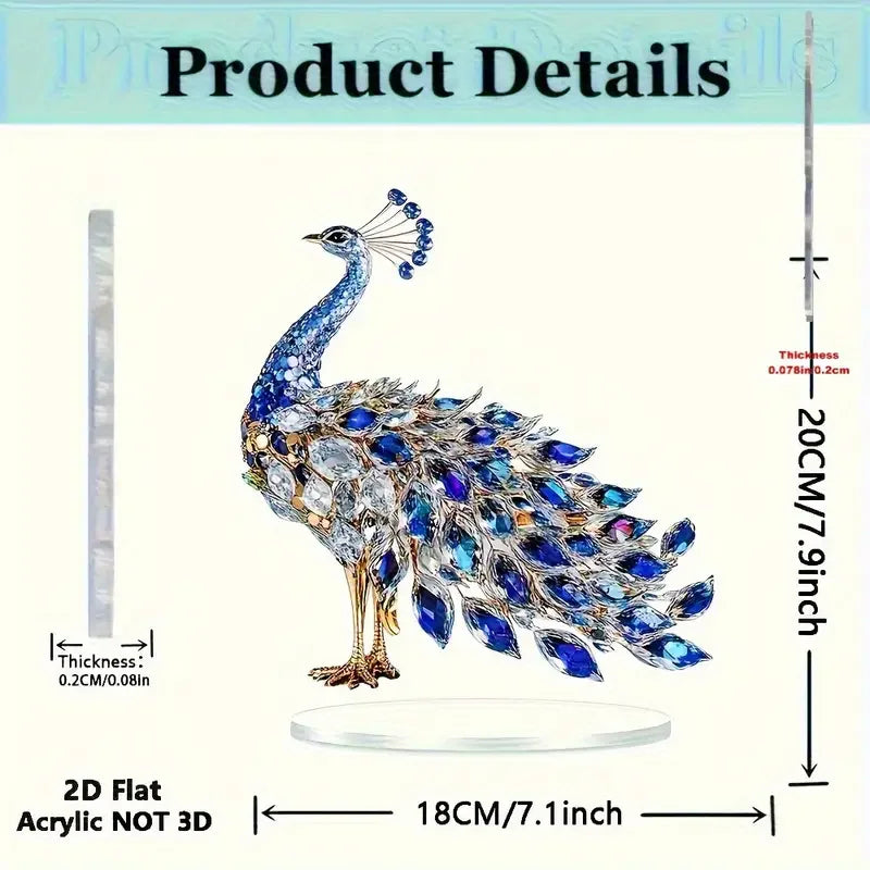 Elegant Crystal Peacock Ornament - Luxury Acrylic Decor