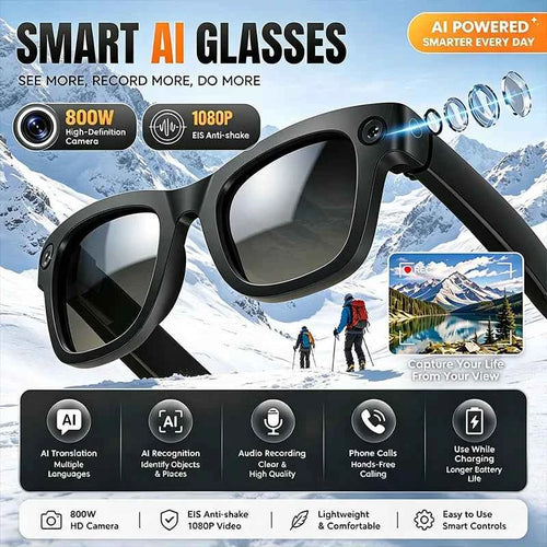 Advanced Smart Glasses - EIS Camera & AI Translation