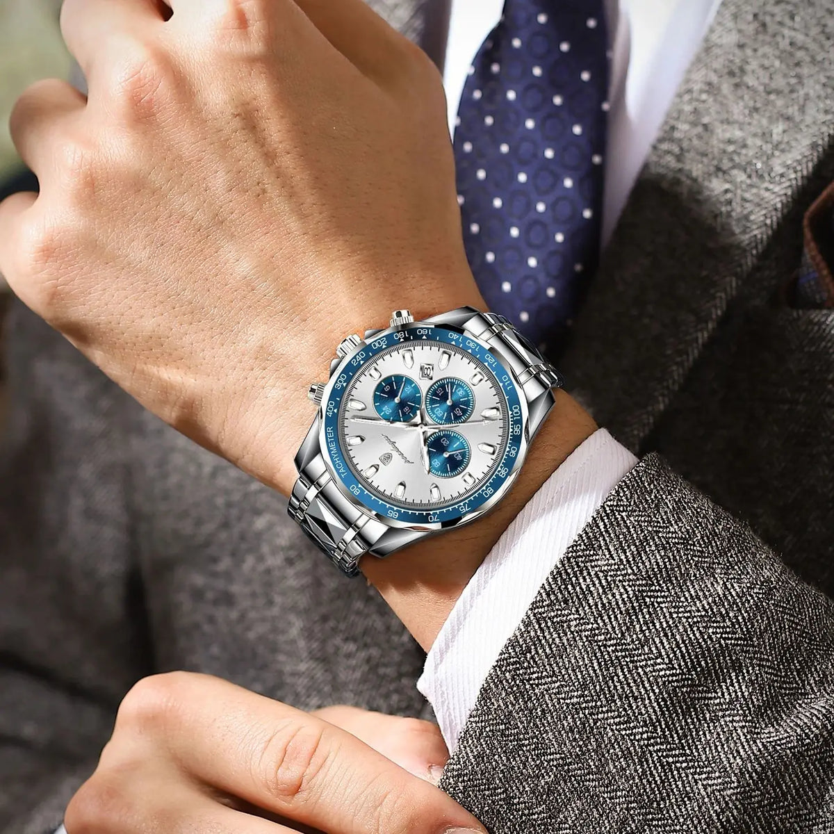 Luxury Men's Quartz Watch - Waterproof Stainless Steel Chronograph