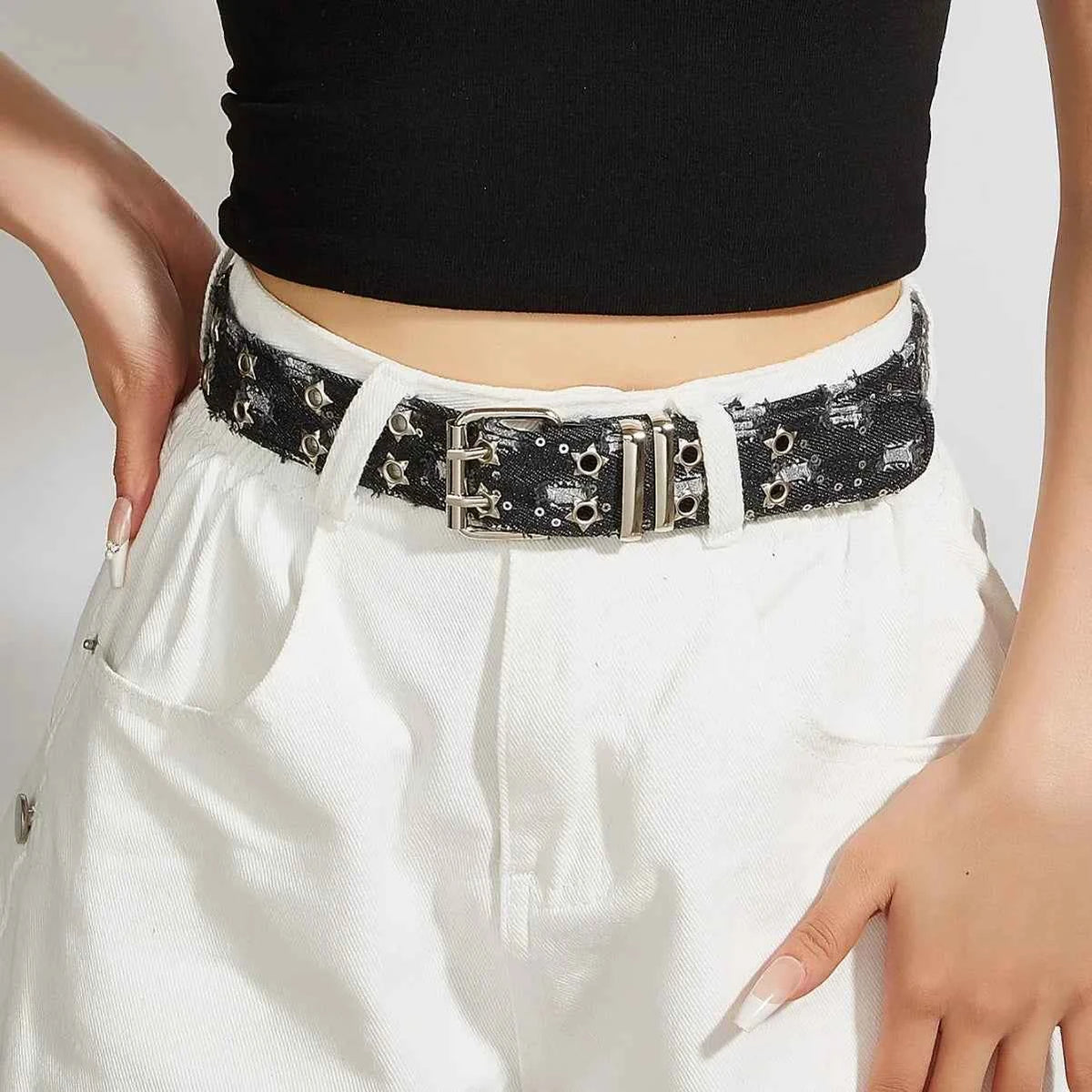 Luxury Y2K Star Belt - Punk Denim Girdle with Pin Buckle