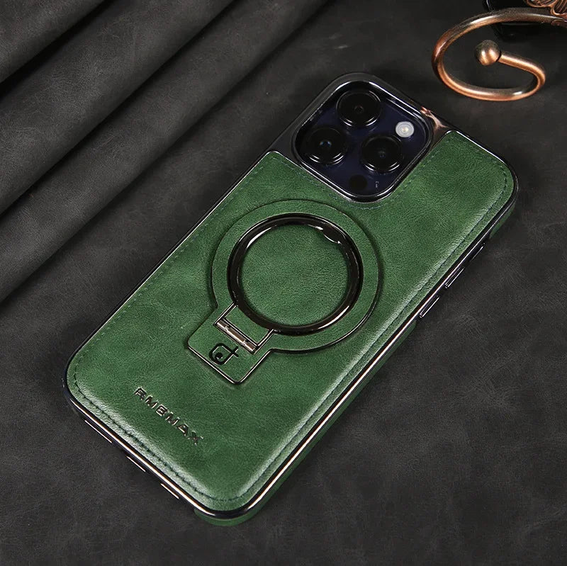 Premium Leather iPhone Case - Magnetic & Kickstand