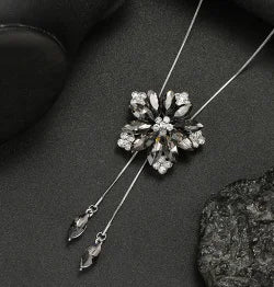 Luxury Crystal Flower Long Sweater Necklace - Elegant Pendant