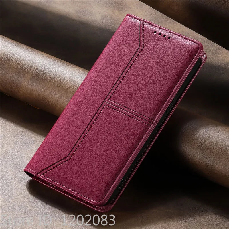 Luxury Magnetic Leather iPhone Case - Wallet Flip Cover