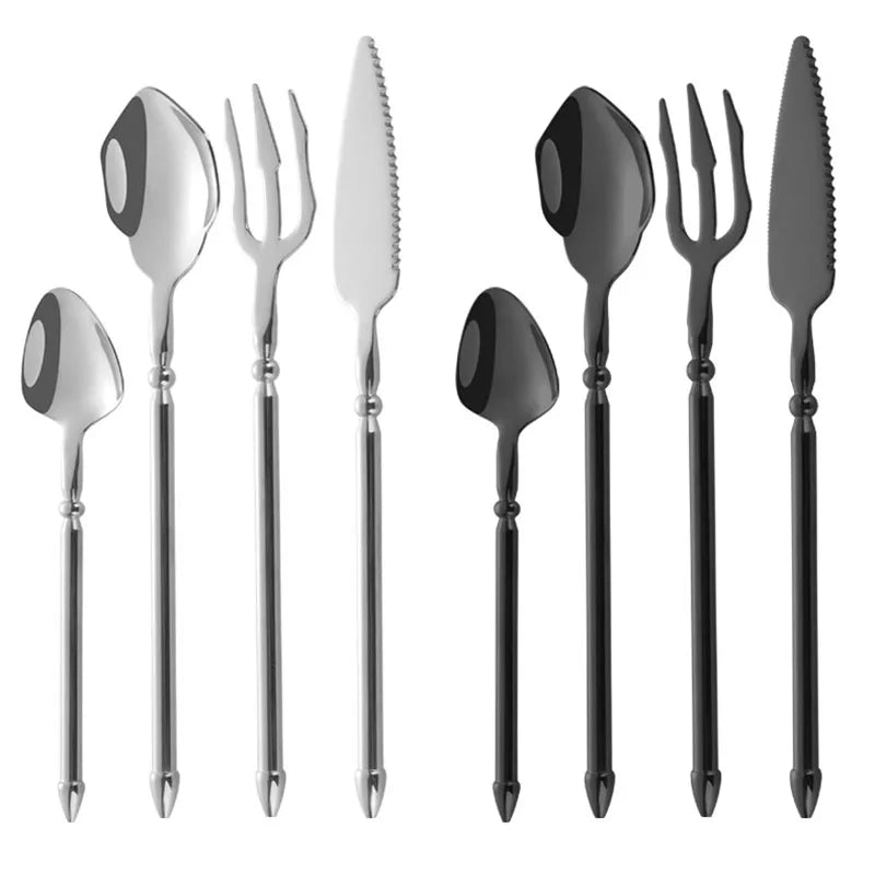 Premium 4pcs Luxury Flatware Set - Steak Knife Fork Spoon