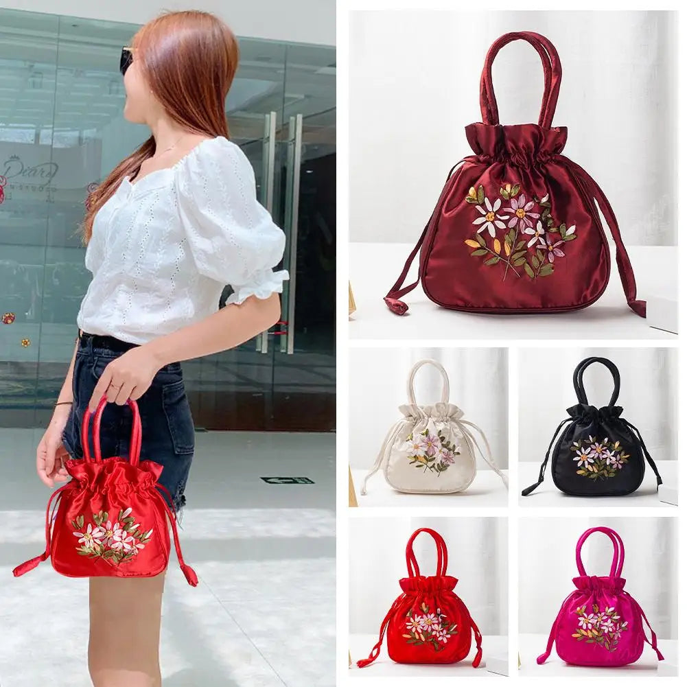 Elegant Embroidery Drawstring Bag - Vintage Hanfu Accessory