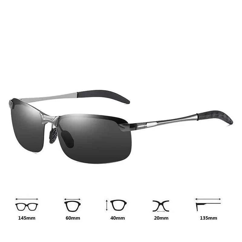 Classic Polarized Men's Sunglasses - Retro Half Frame Designer Eyewear