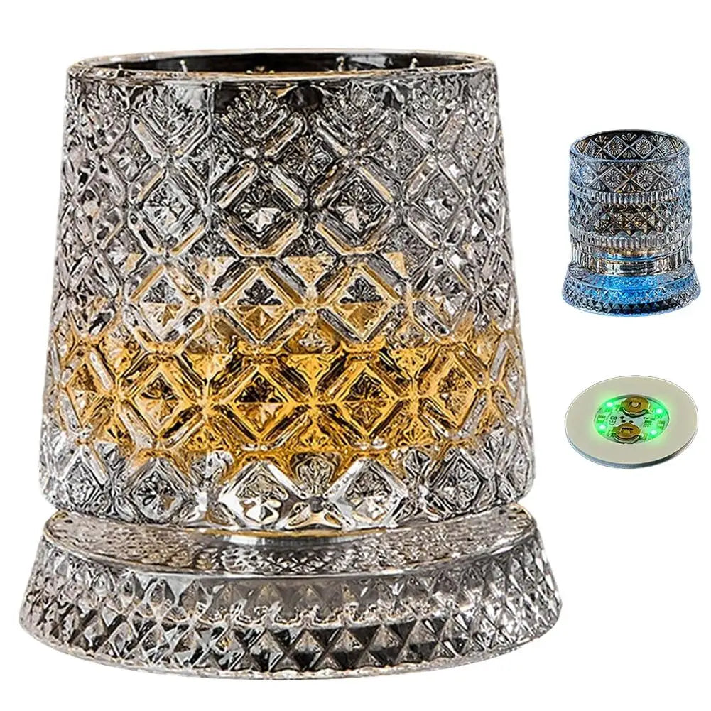 Elegant Rotating Whiskey Glass - Crystal Clear Drinkware