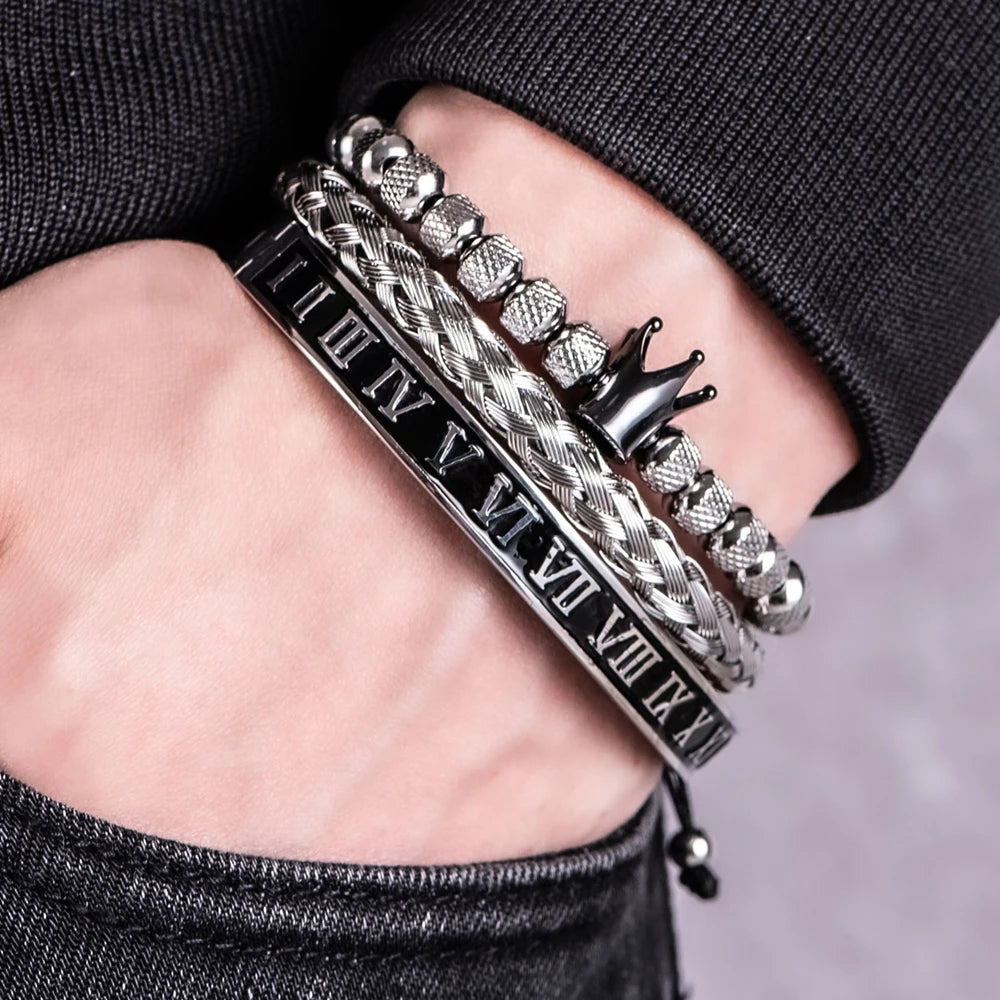 Luxury Men's Royal Crown Bracelet - Adjustable Stainless Steel