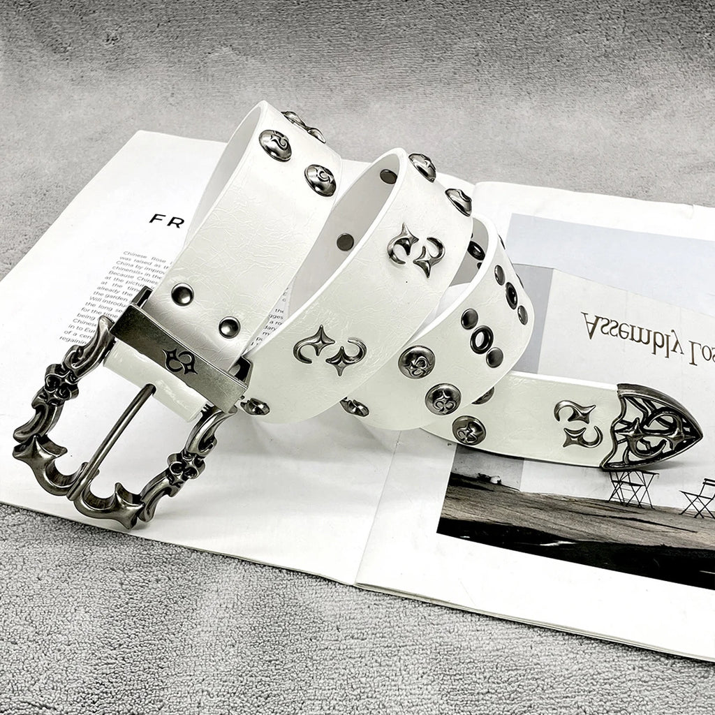Luxury Punk Leather Belt - Heavy Metal Rivet Rock Stud Design