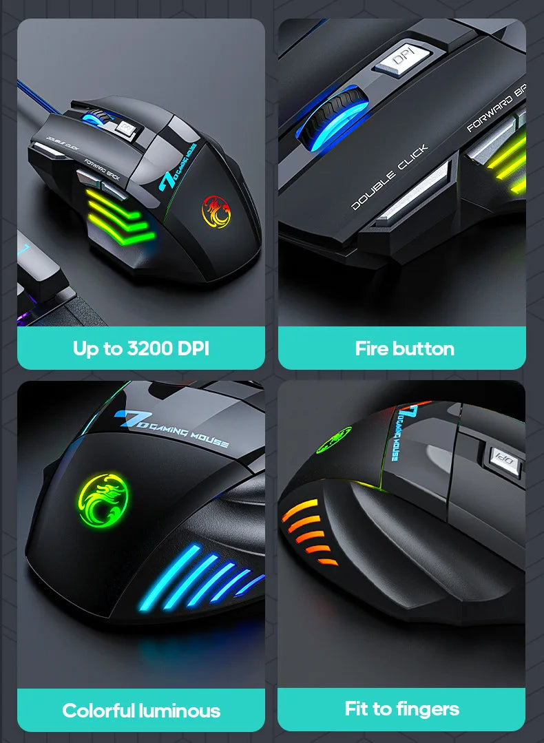 Premium Wired Gaming Mouse - Ergonomic 2400DPI with RGB Backlit