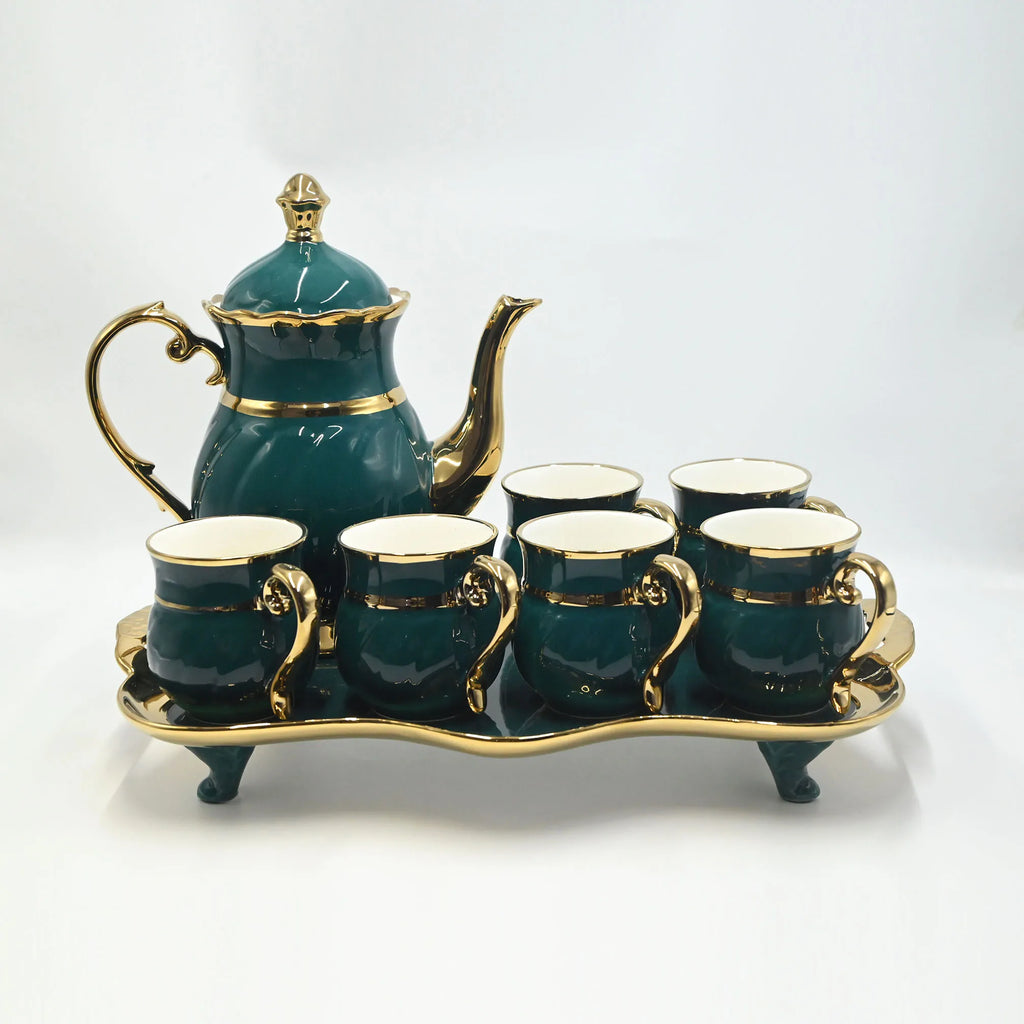 Luxury Ceramic Dinnerware Set - English Gold Green