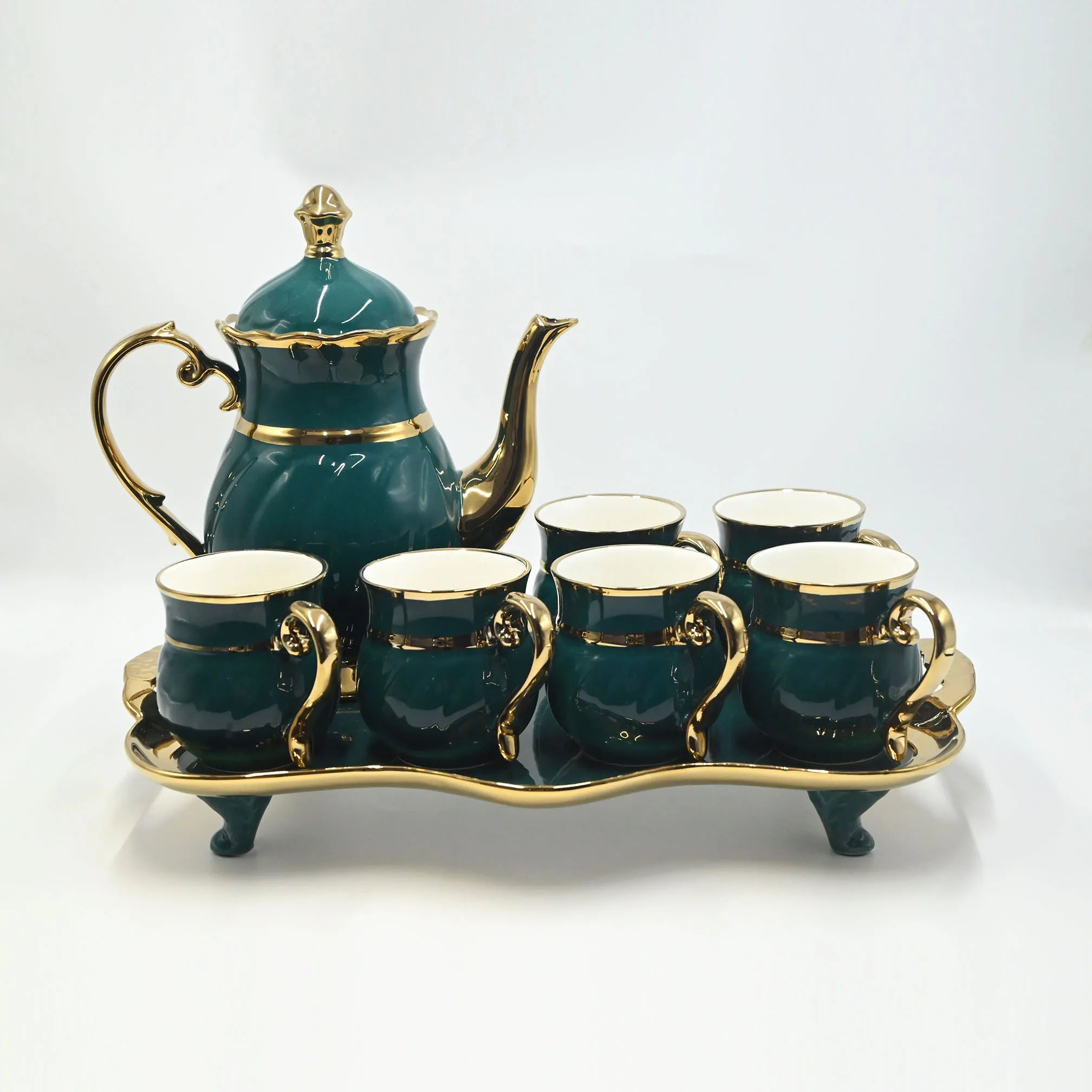 Luxury Ceramic Dinnerware Set - English Gold Green
