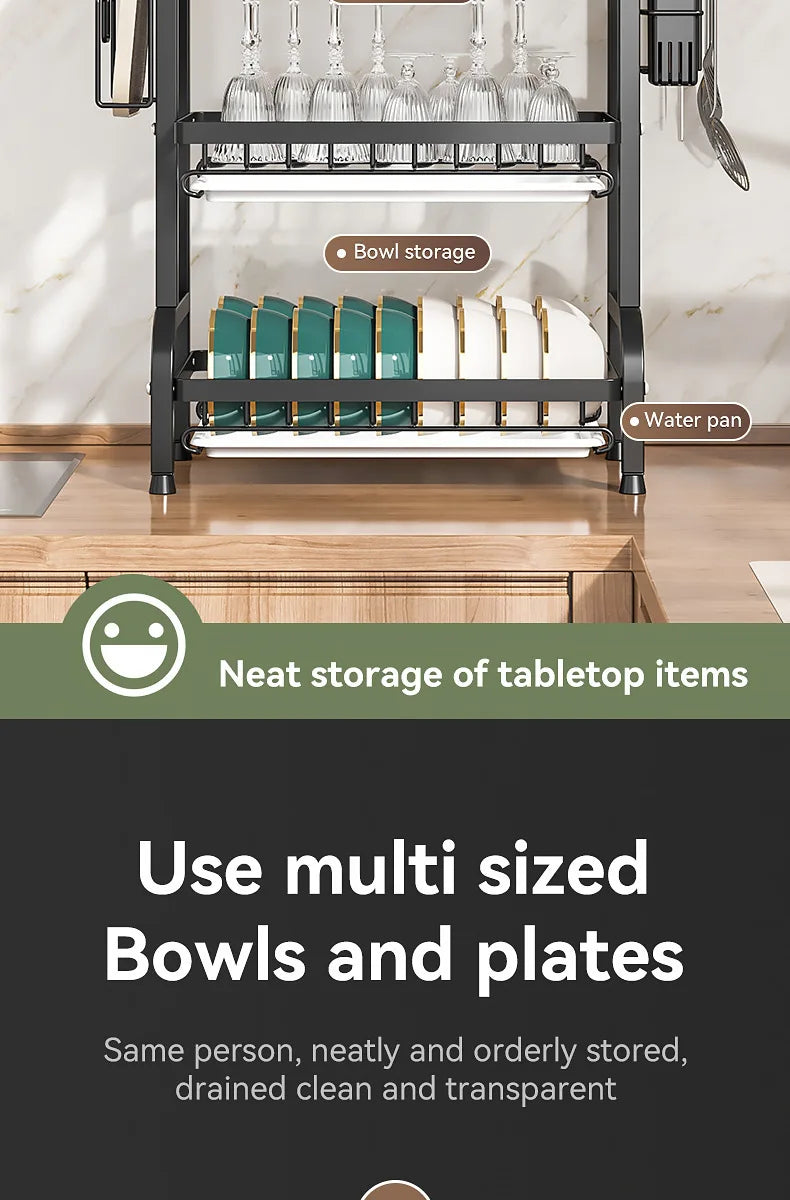 Premium Kitchen Tableware Organizer - Multi-use Drain Rack