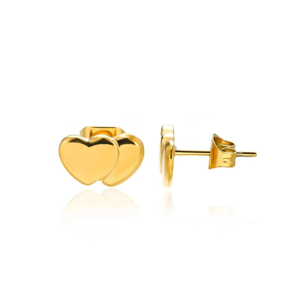 Elegant Gold Heart Earrings - Zircon Stainless Steel
