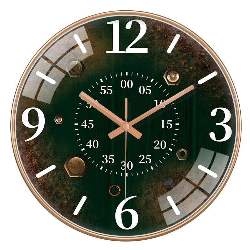 Elegant Vintage Green Wall Clock - Silent & Easy-to-Read