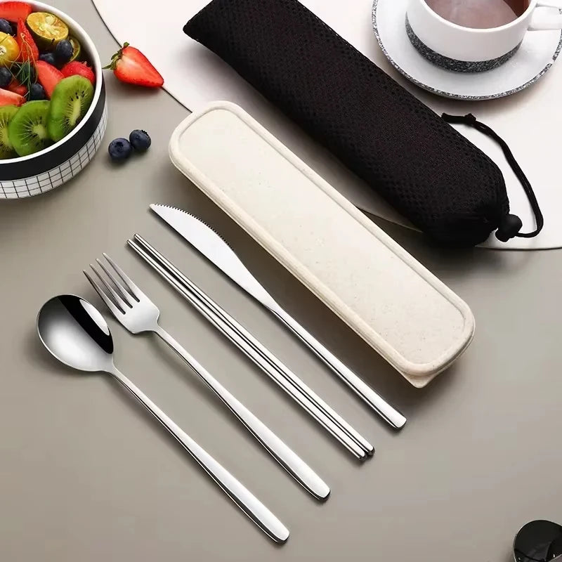 Premium Portable Flatware Set - Travel Utensil Kit with Case