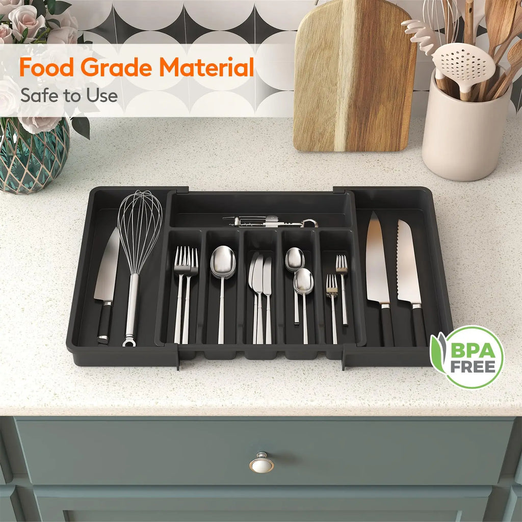 Premium Expandable Drawer Organizer - Adjustable Utensil Tray