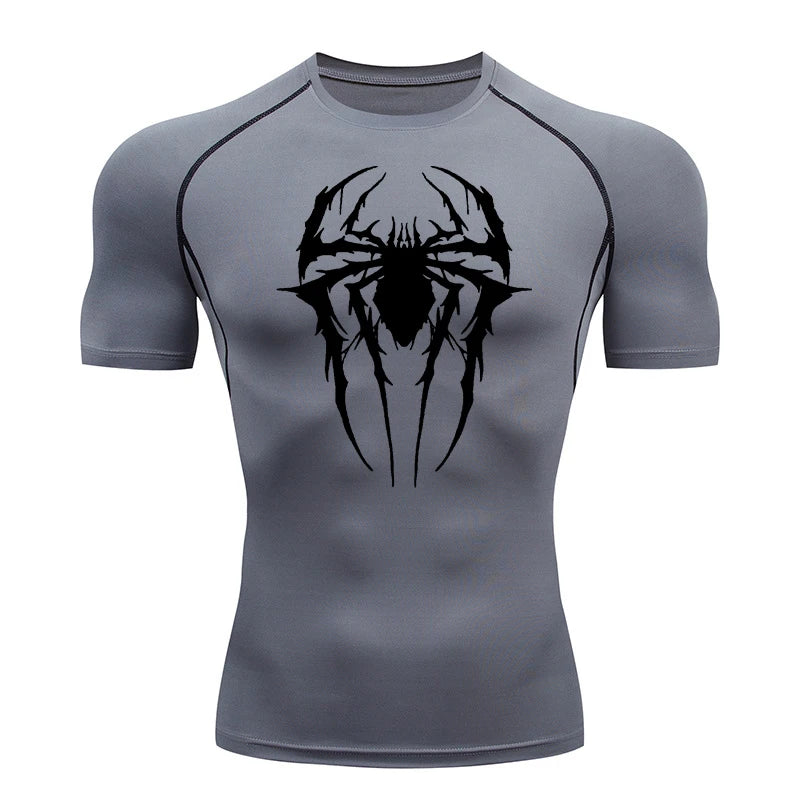 Premium Men's Spider Graphic Compression Shirt - Quick Dry Rash Guard