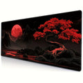 Large Gaming Mouse Pad - Premium red moon design with non-slip rubber base