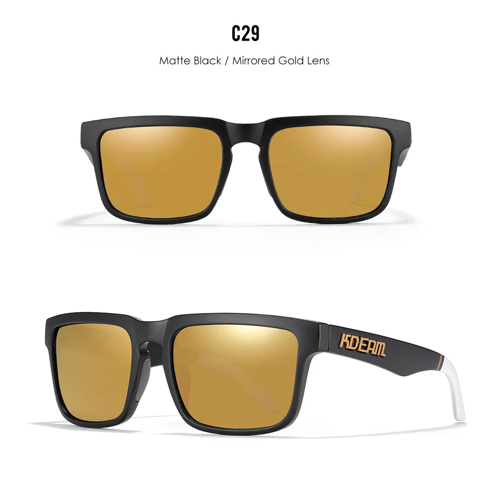 Premium Men Square Sunglasses - Polarized UV Protection & Mirrored Lens
