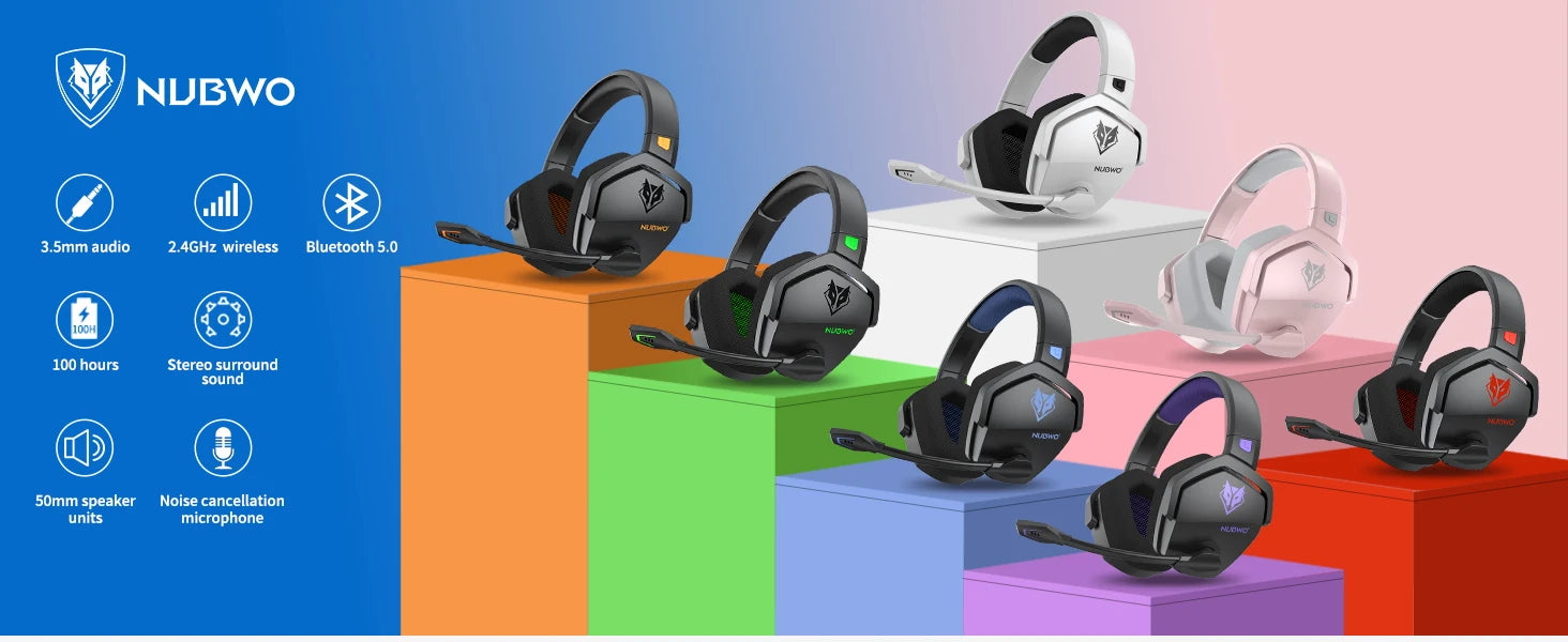 Premium Dual Wireless Gaming Headset - 2.4GHz & Bluetooth 5.3