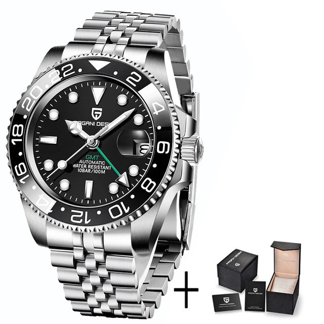 Luxury Automatic GMT Watch - 40mm Sapphire & Steel