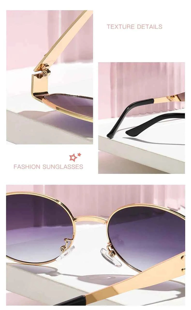 Luxury Retro Oval Metal Sunglasses - Stylish Unisex Eyewear