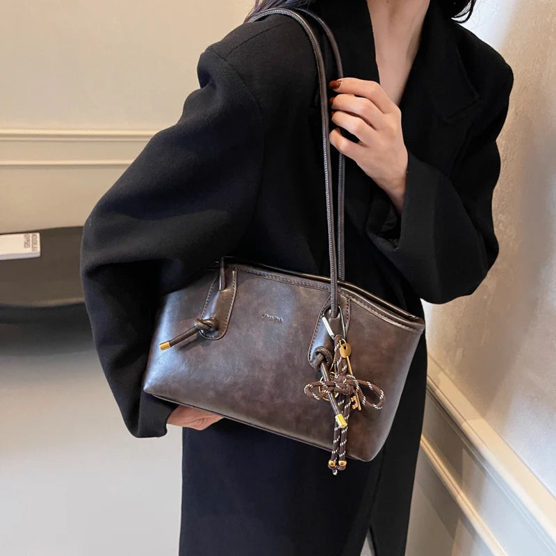 Women’s PU Leather Shoulder Bag - Y2K Retro Crossbody Bag Tote Handbag - Tulique