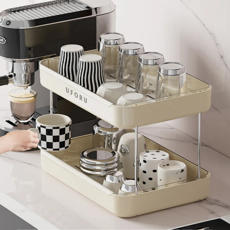 Luxury Desktop Cup Holder - Large Capacity with Drip Tray