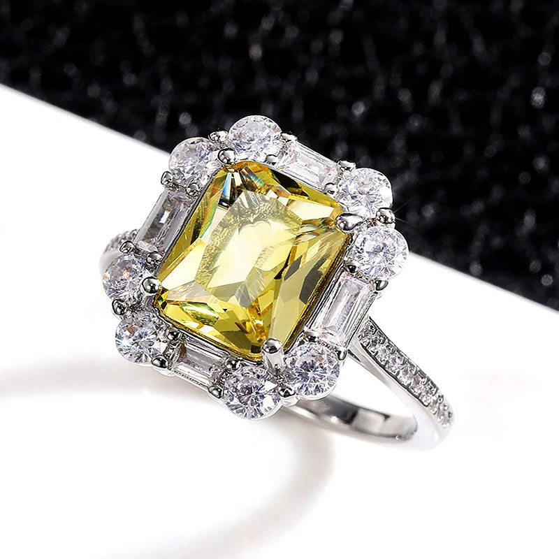 Elegant Yellow Cubic Zirconia Ring - Luxury Fashion Jewelry
