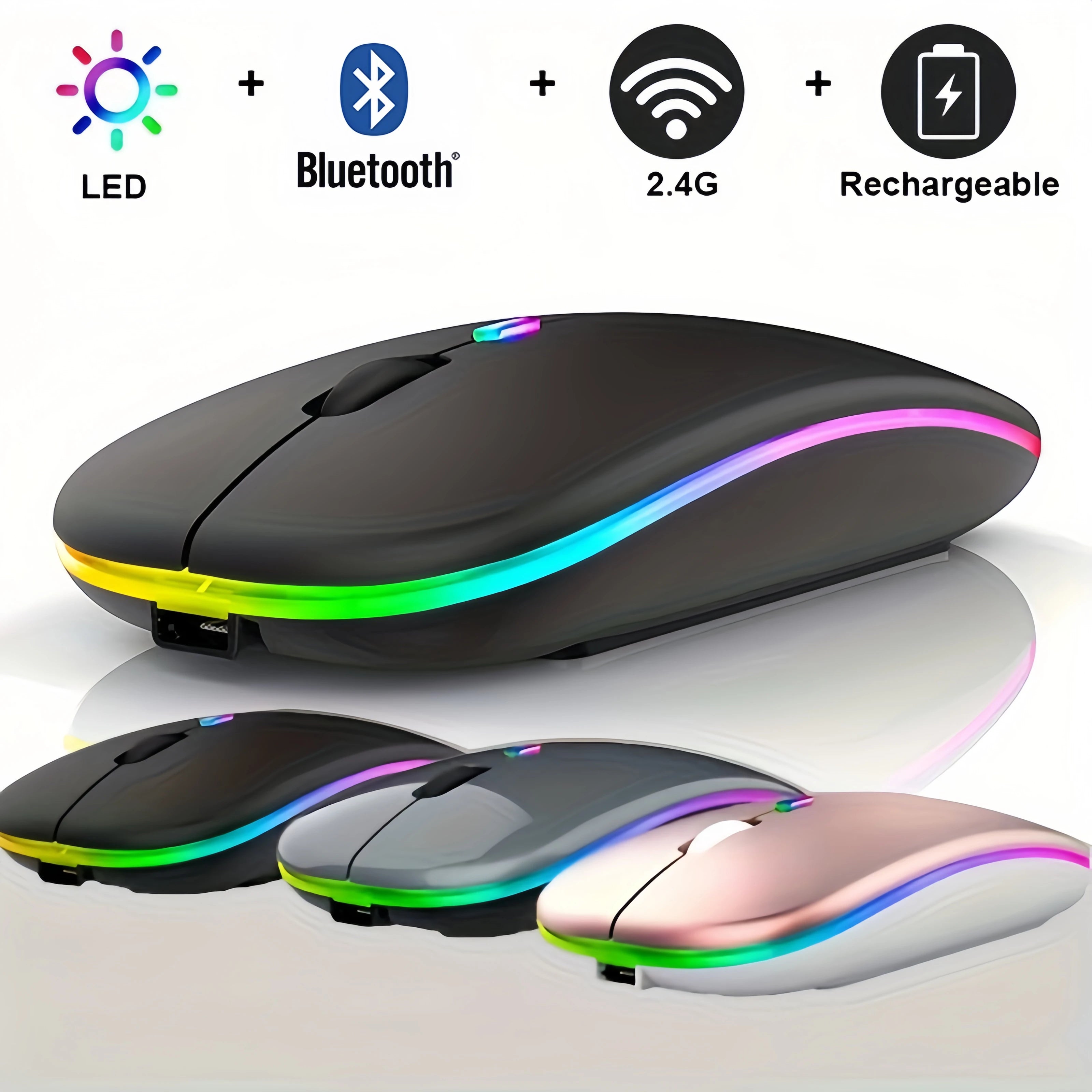 Premium Wireless Rechargeable Mouse - Silent 1600DPI Ergonomic