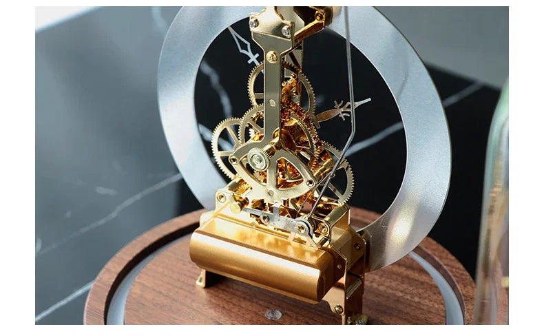 Elegant Luxury Desk Clock - Metal & Wood Tabletop Accent